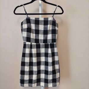 Trixxi Black White Buffalo Check Gingham Mini Dress Size S Academia Twee Preppy